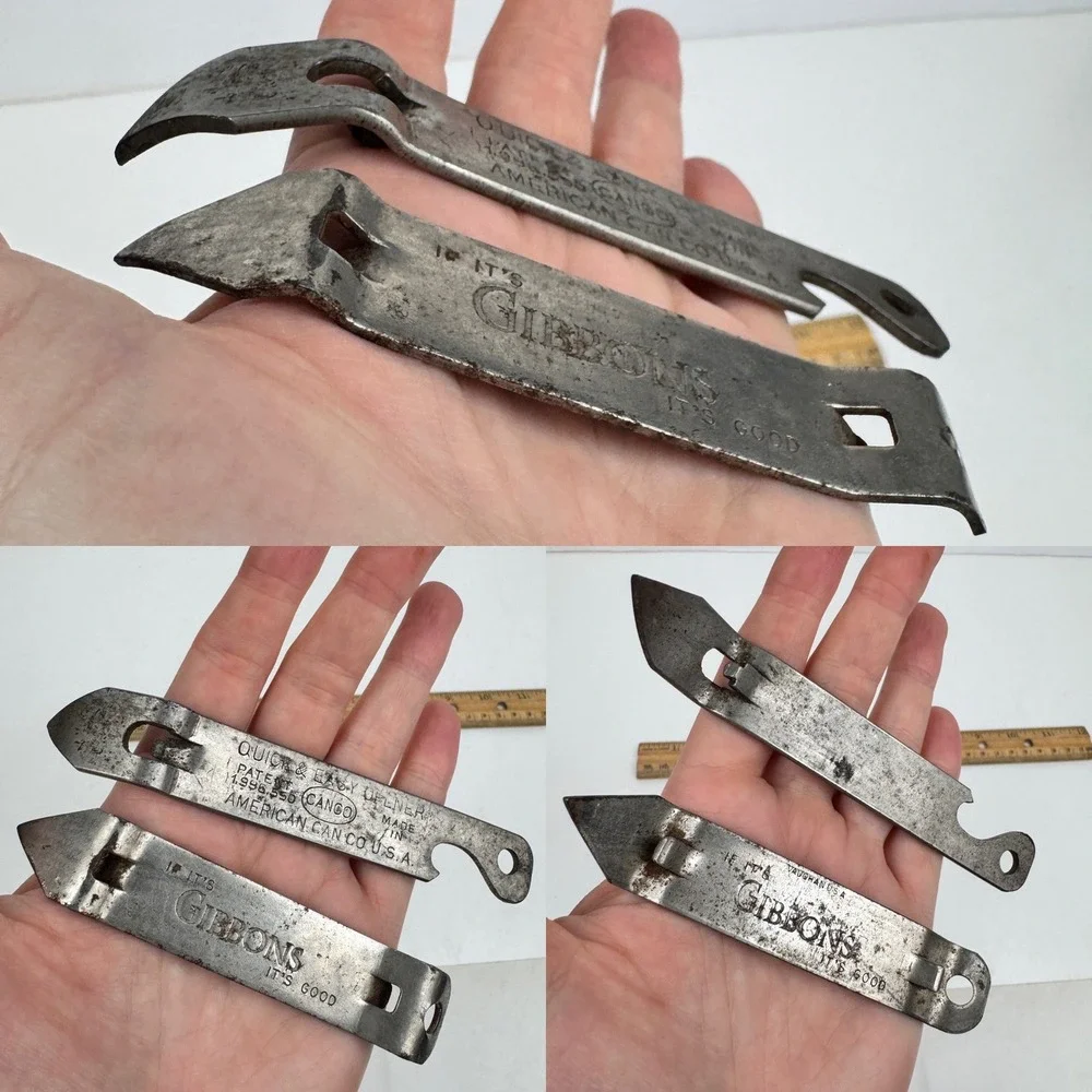 7 Vtg Mixed Advertisement Lot of Metal Can Bottle Openers Rusted Aged Man Cave